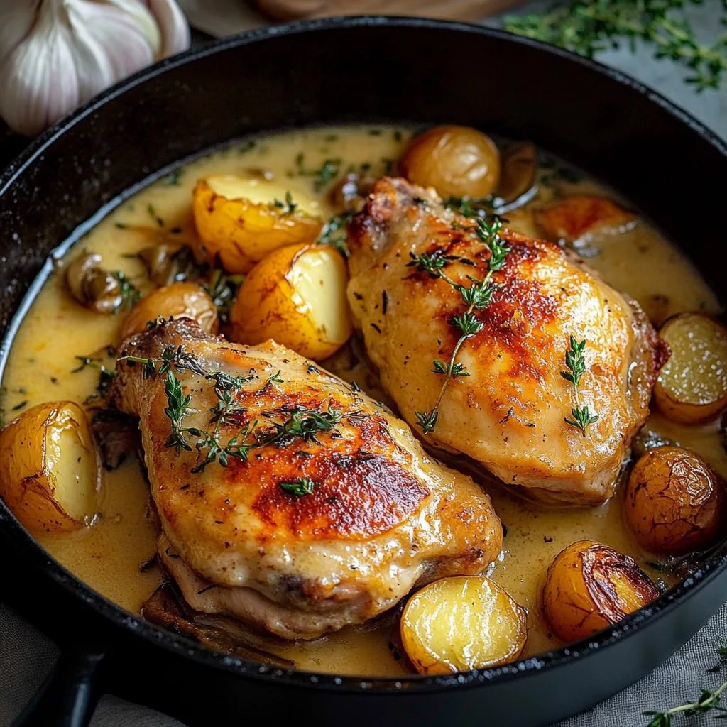 Französisches Hähnchen in Weißweinsauce