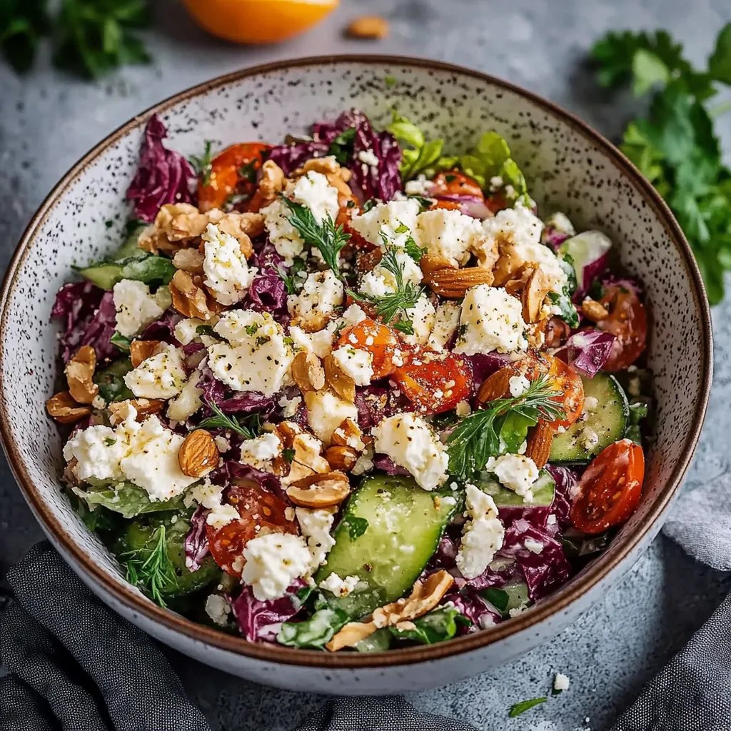 Rotkohl Feta Salat mit Walnüssen