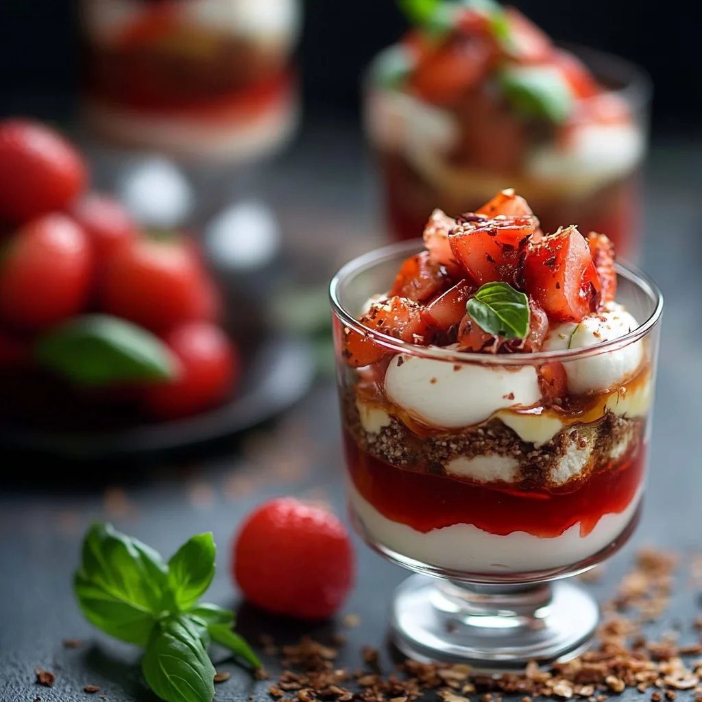 Tomaten-Mozzarella-Tiramisu im Glas