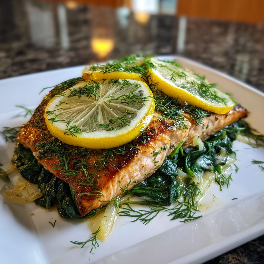 Lachs auf Spinatbett