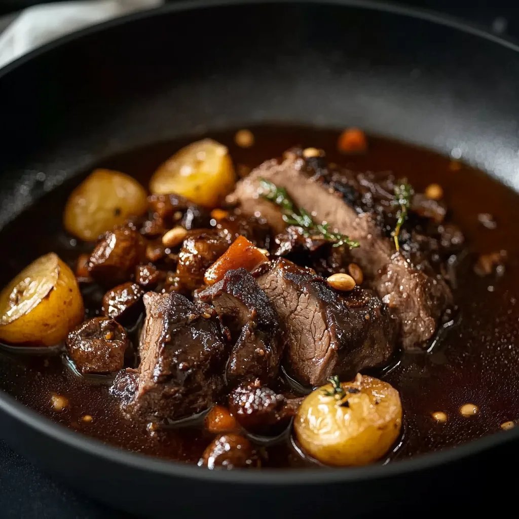 Hirschgulasch mit frischen Pilzen