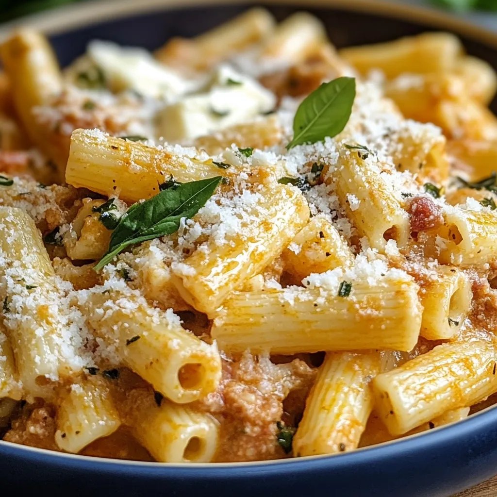 Rigatoni in Hack-Feta-Creme