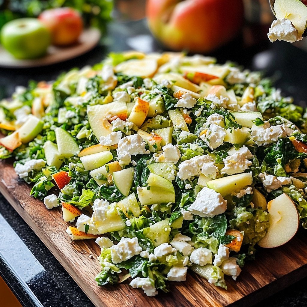 Grünkohlsalat mit Apfel und Feta