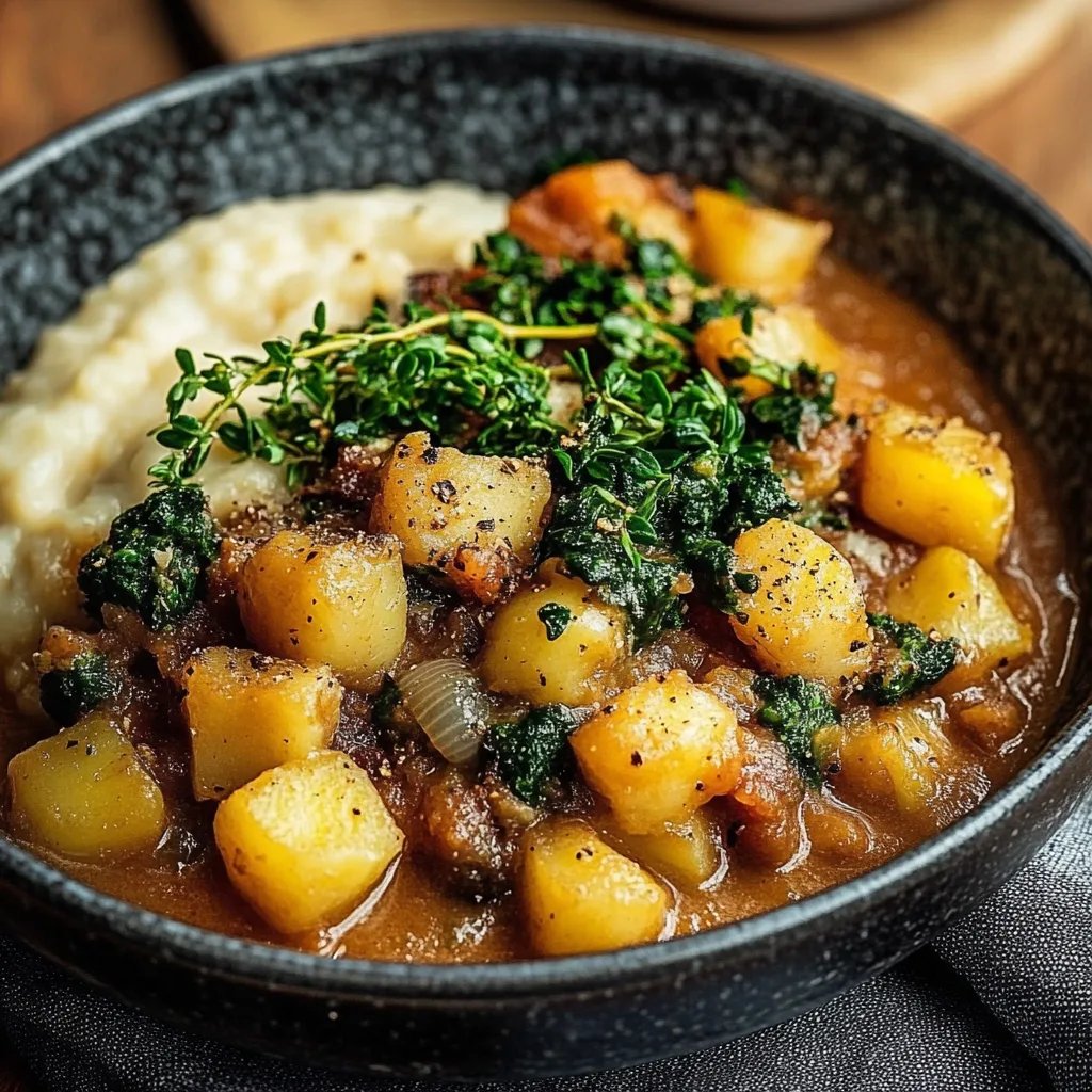 Pilzpfanne mit Rosenkohl & Kartoffelpüree