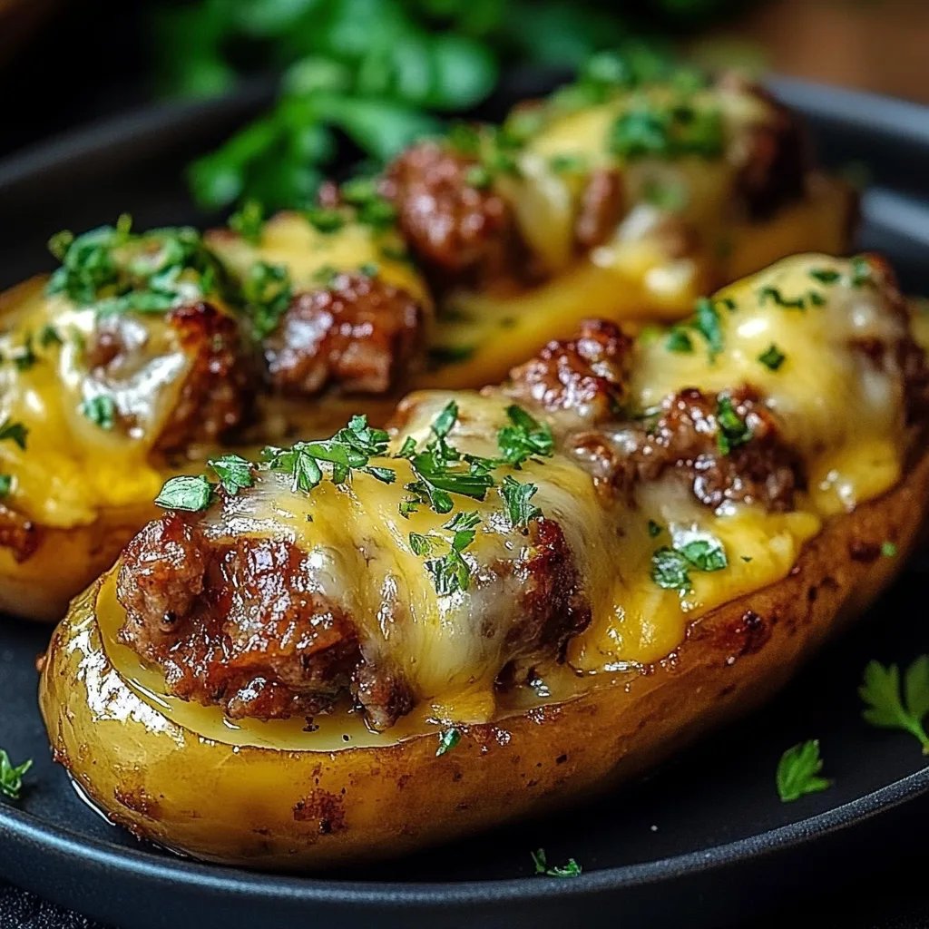 Ofenkartoffeln gefüllt mit Käse und Hackfleisch